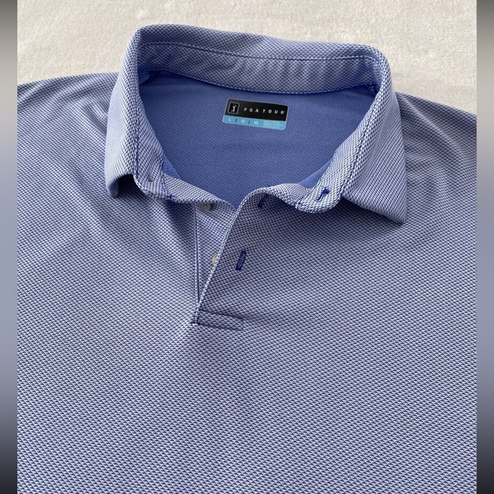 PGA tour blue and white golf polo shirt - Picture 10 of 10